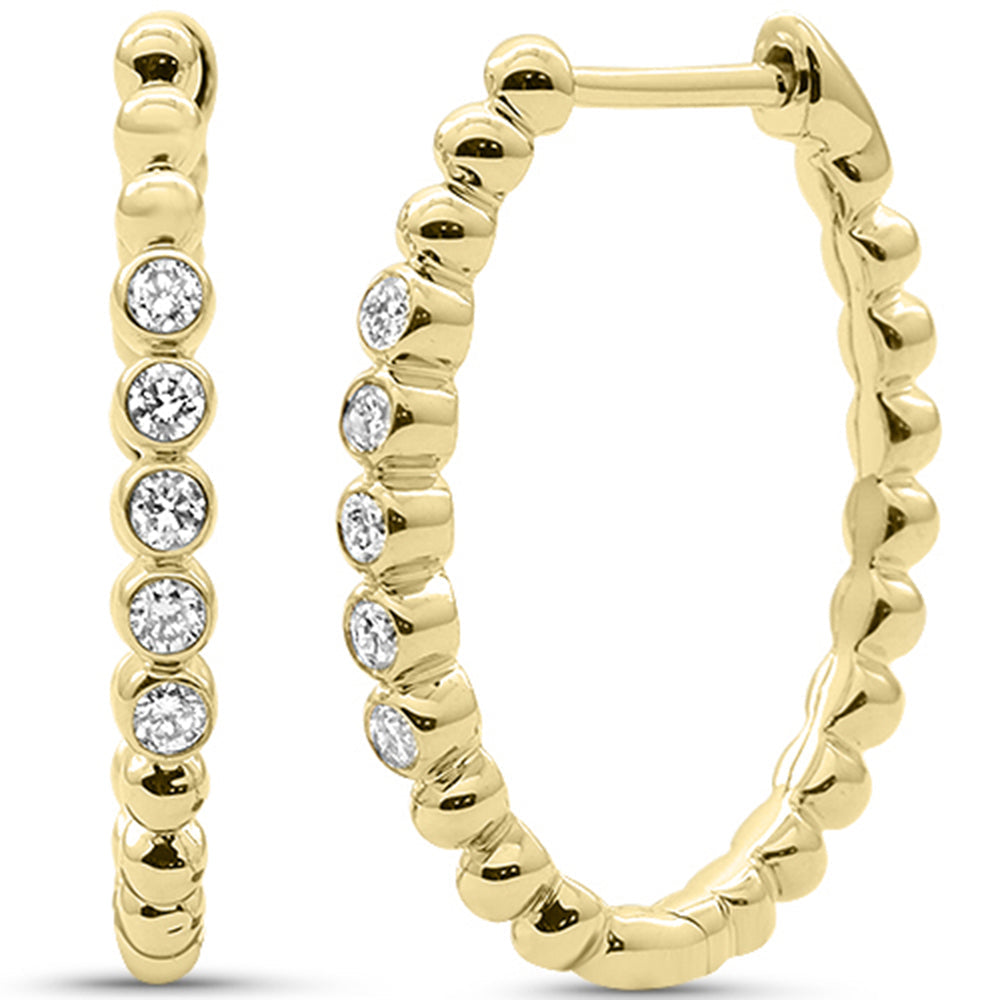 SPECIAL! .19ct G SI 14kt Yellow Gold Diamond Beaded Earrings Oval Hoop Earrings