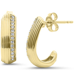 SPECIAL! .13ct G SI 14kt Yellow Gold Modern Diamond J Hoop Earrings