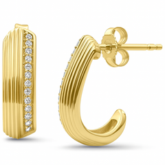 SPECIAL! .13ct G SI 14kt Yellow Gold Modern Diamond J Hoop Earrings