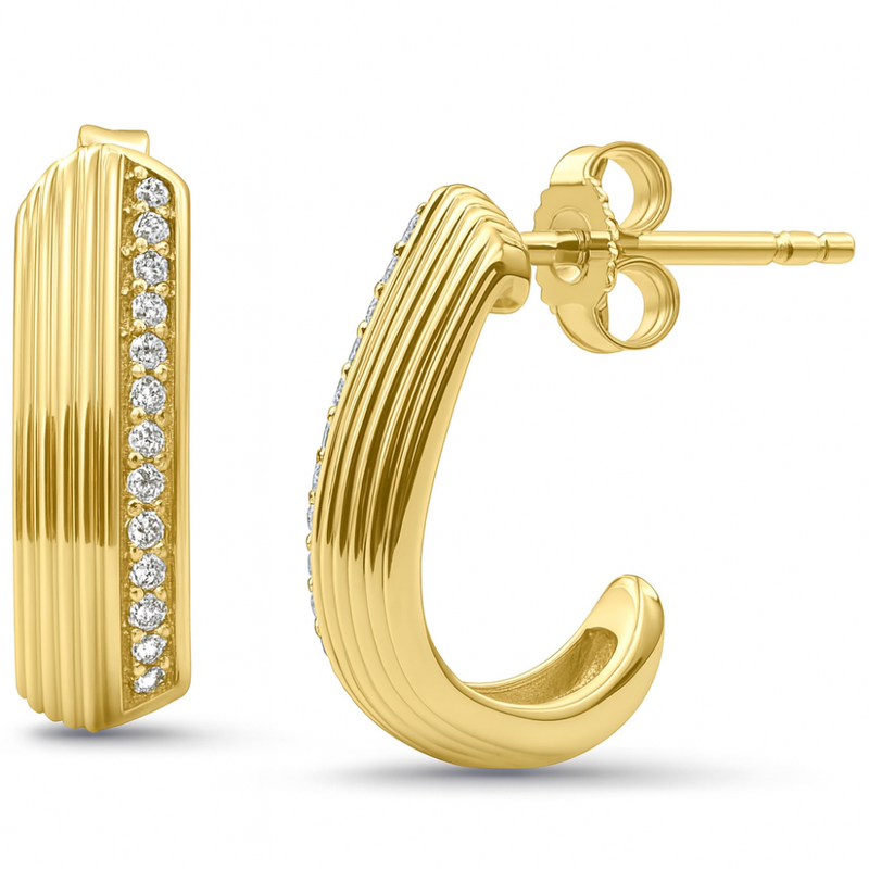 SPECIAL! .13ct G SI 14kt Yellow Gold Modern Diamond J Hoop Earrings