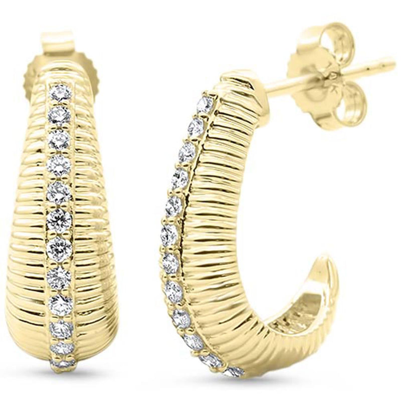 SPECIAL! .24ct G SI 14kt Yellow Gold Modern Diamond J Hoop Earrings