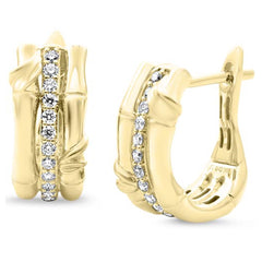 SPECIAL! .24ct G SI 14kt Yellow Gold Diamond Bamboo Design Hoop Earrings