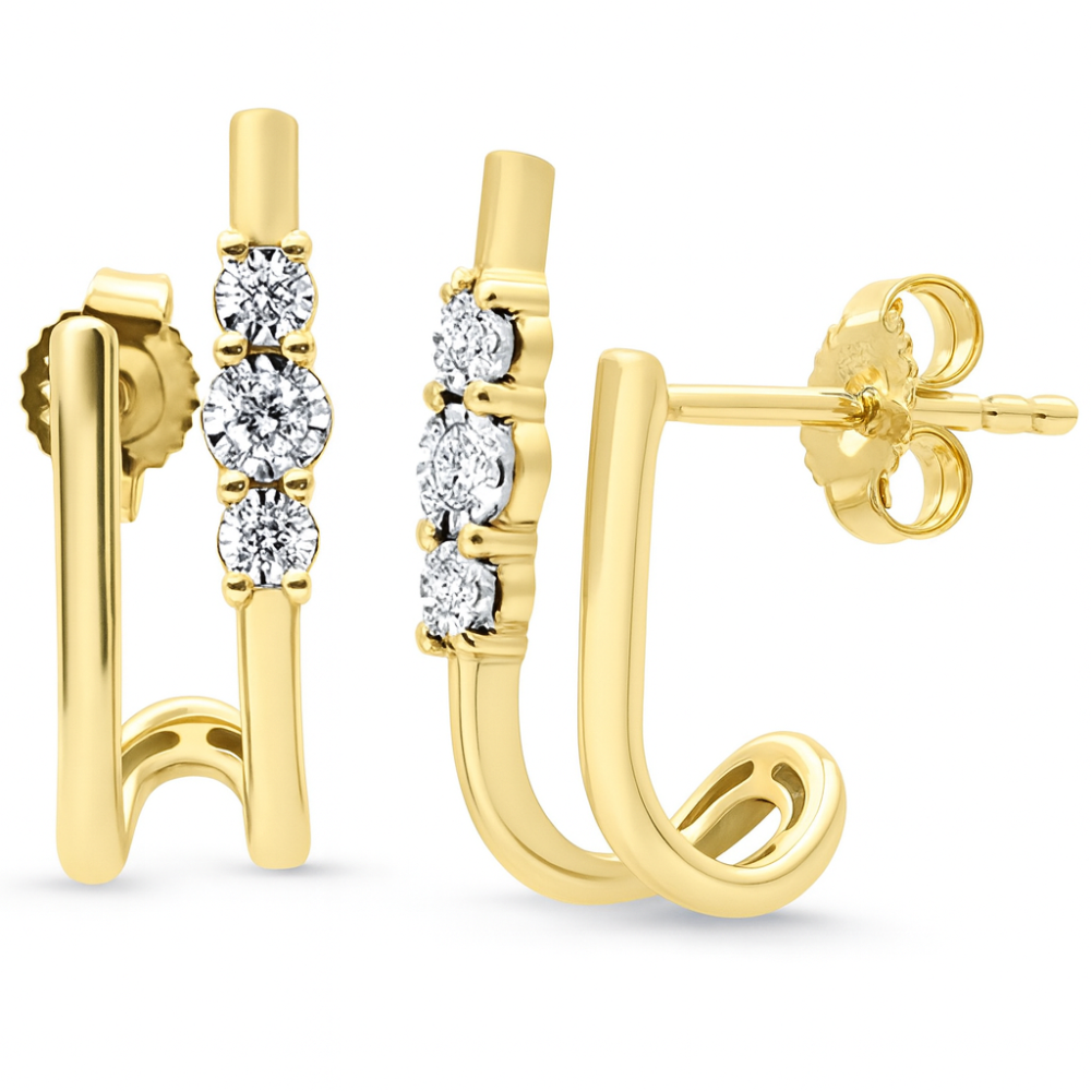SPECIAL! .09ct G SI 14kt Yellow Gold Round Diamond Double Hoop Earrings