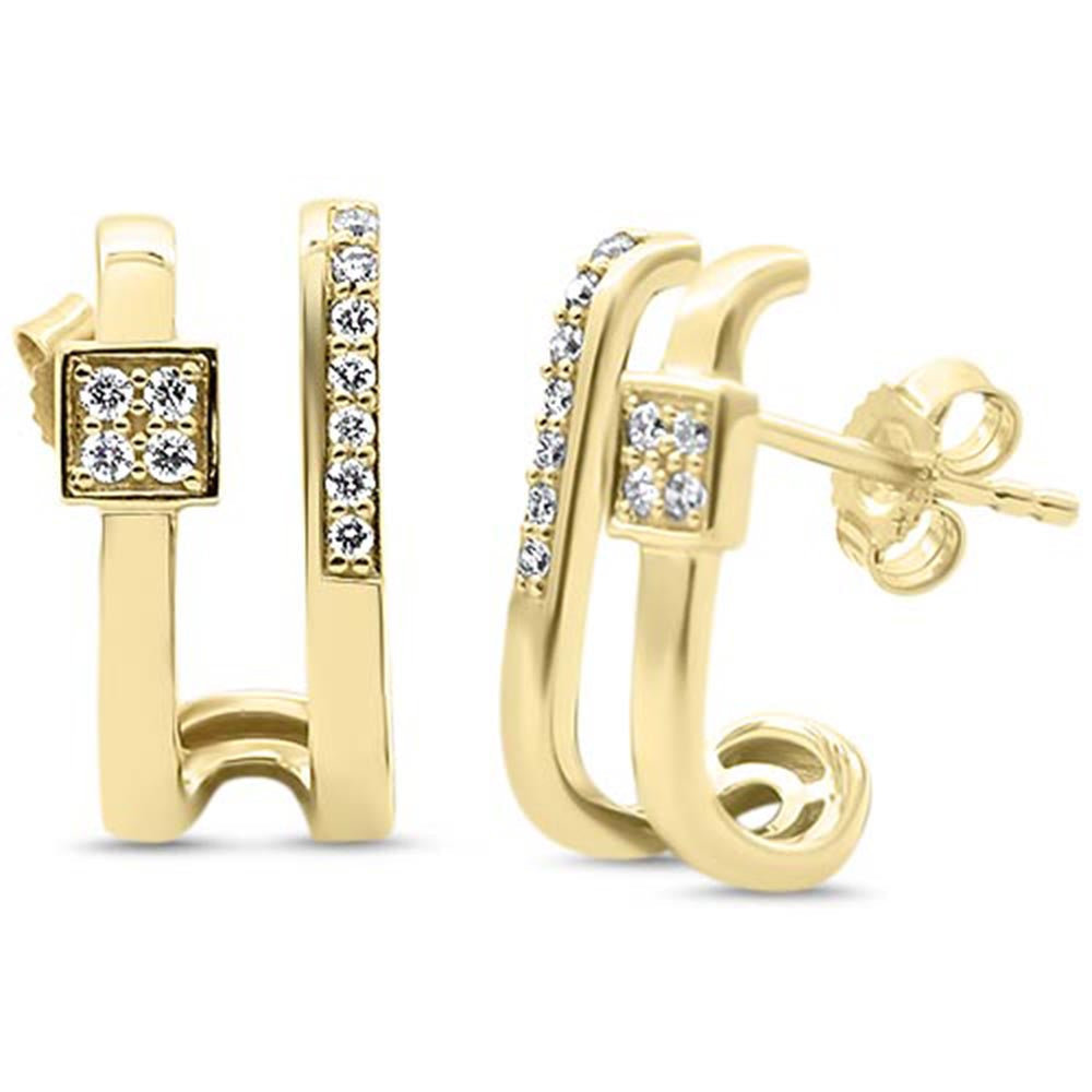 .SPECIAL! .15ct G SI 14kt Yellow Gold Diamond Double Shank J Hoop Earrings