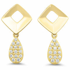 SPECIAL! .24ct G SI 14kt Yellow Gold Round Diamond Modern Drop Earrings