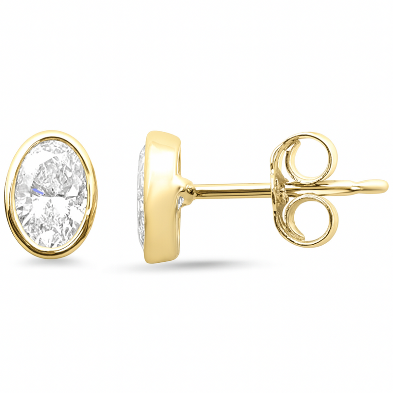 SPECIAL!.79ct G SI 14K Yellow Gold Oval Cut Diamond Stud Earrings
