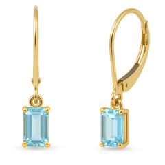 1.00ct G SI Yellow Gold Aquamarine Gemstone Dangling Earrings
