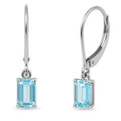 1.00ct G SI White Gold Aquamarine Gemstone Dangling Earrings