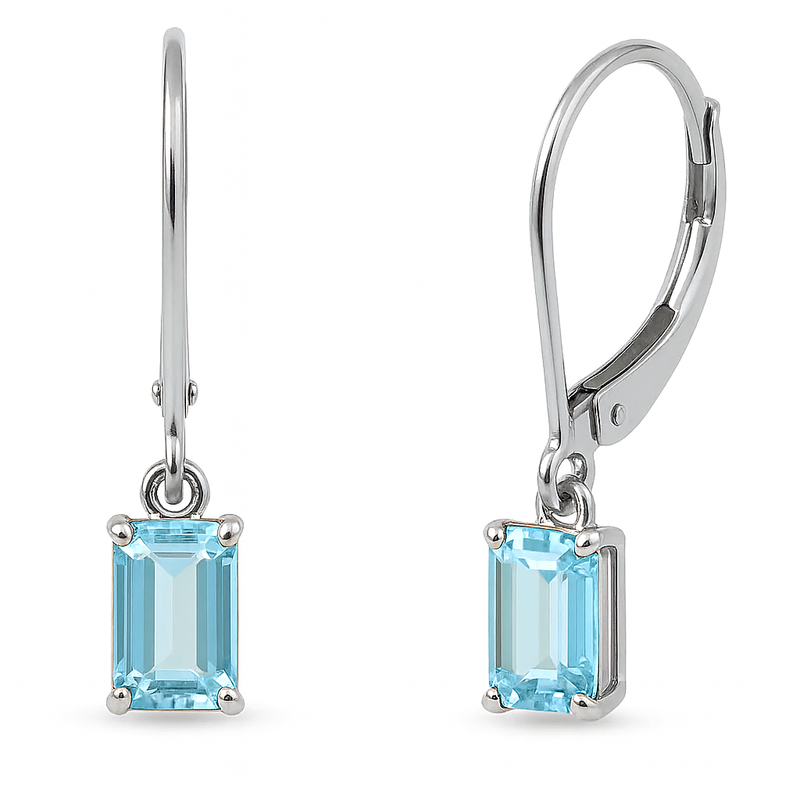1.00ct G SI White Gold Aquamarine Gemstone Dangling Earrings
