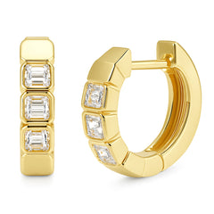 SPECIAL! .53ct G SI 14kt Yellow Gold Emerald Cut Diamond Hoop Huggie Earrings