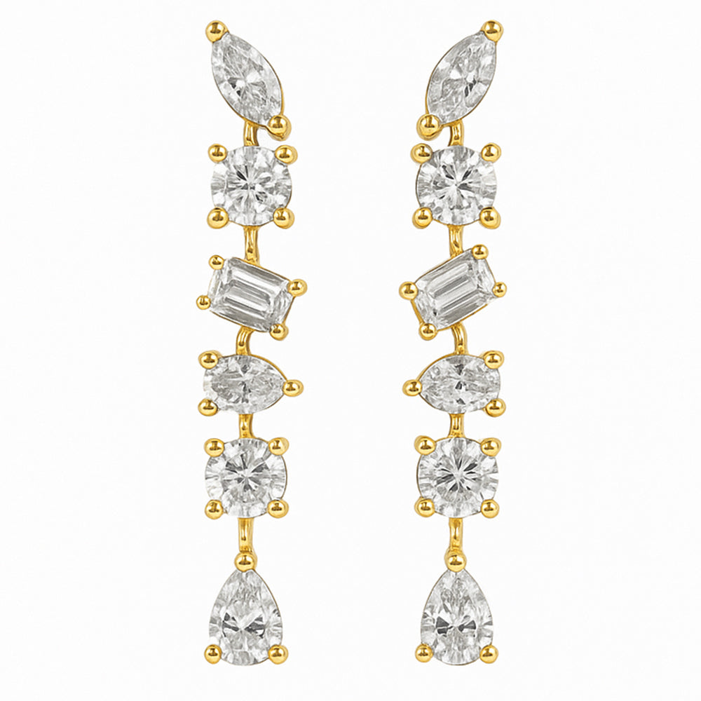 SPECIAL! 1.17ct G SI 14kt Yellow Gold Diamond Multi Shape Drop Earrings