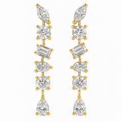 SPECIAL! 1.17ct G SI 14kt Yellow Gold Diamond Multi Shape Drop Earrings