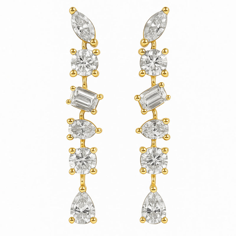 SPECIAL! 1.17ct G SI 14kt Yellow Gold Diamond Multi Shape Drop Earrings