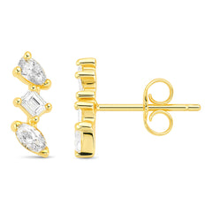 SPECIAL! .58ct G SI 14kt Yellow Gold Multi Shape Diamond Line Earrings