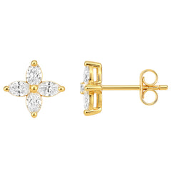 SPECIAL! .75ct G SI 14kt Yellow Gold Pear Shape Diamond Flower Stud Earrings