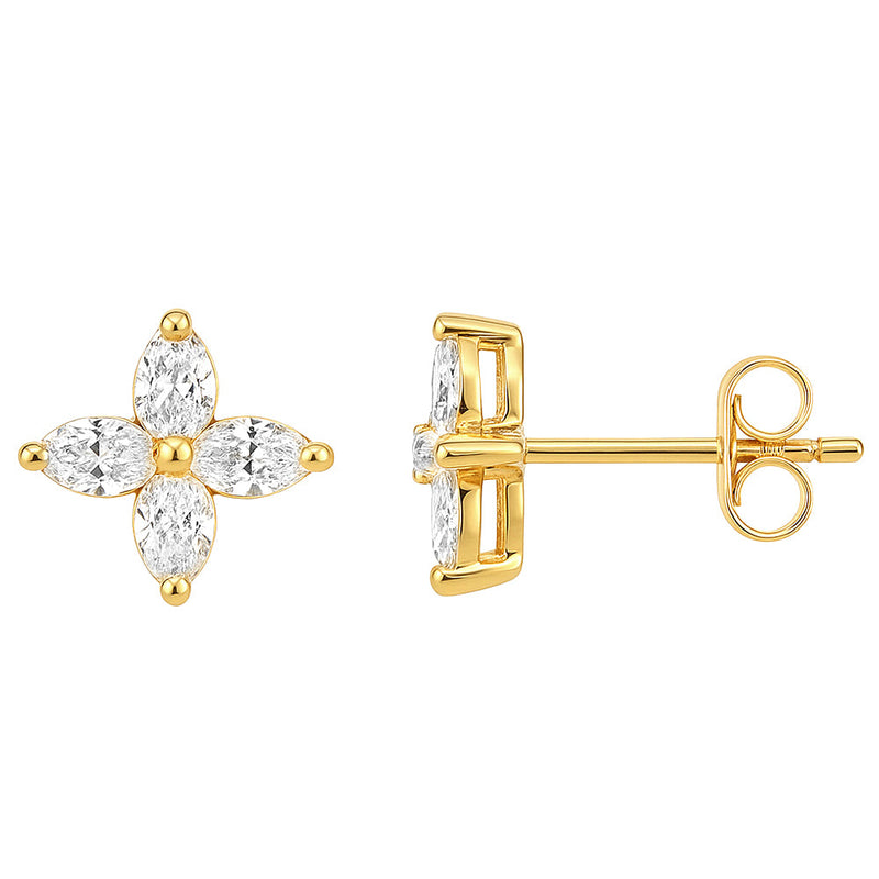 SPECIAL! .75ct G SI 14kt Yellow Gold Pear Shape Diamond Flower Stud Earrings
