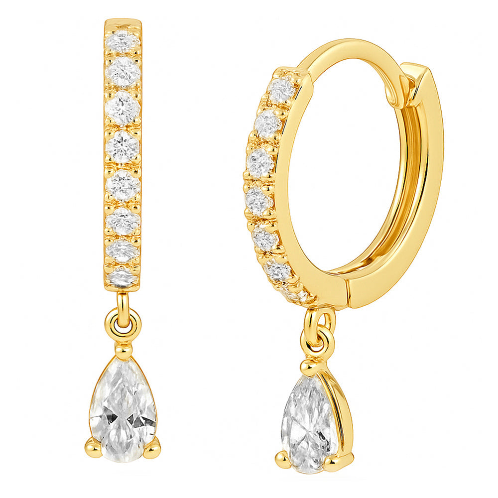 SPECIAL! .47ct G SI 14kt Yellow Gold Pear Shape Diamond Petite Hoop Earrings