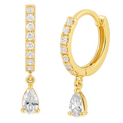 SPECIAL! .47ct G SI 14kt Yellow Gold Pear Shape Diamond Petite Hoop Earrings