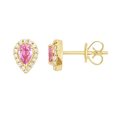 SPECIAL! .39ct G SI 14KT Yellow Gold Diamond & Pink Sapphire Gemstone Earrings