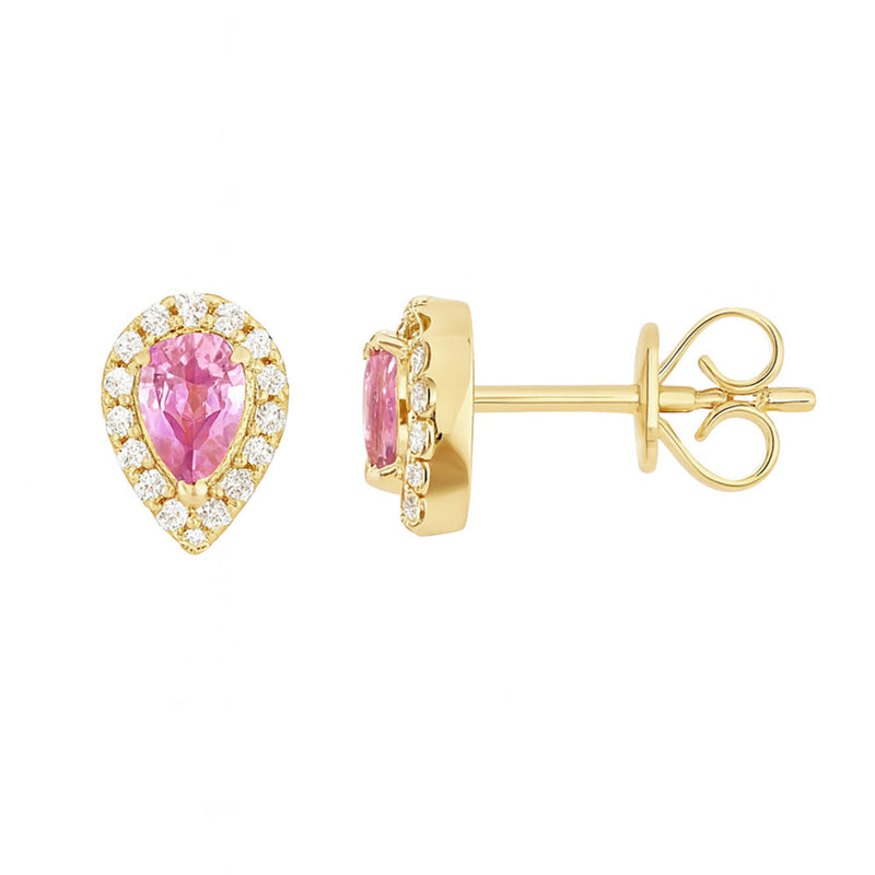 SPECIAL! .39ct G SI 14KT Yellow Gold Diamond & Pink Sapphire Gemstone Earrings