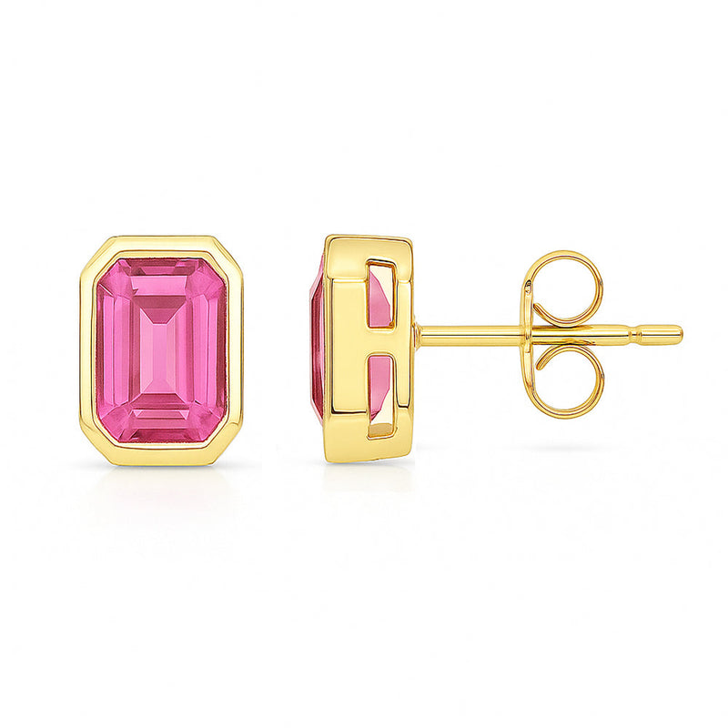 SPECIAL! 1.09ct G SI 14KT Yellow Gold Bezel Set Pink Sapphire Gemstone Earrings