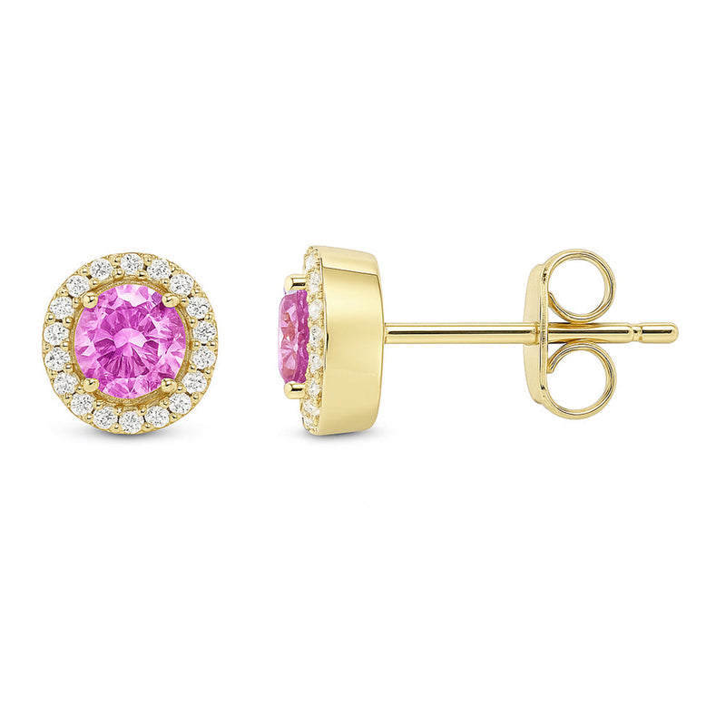 SPECIAL! .80ct G SI 14KT Yellow Gold Diamond & Pink Sapphire Gemstone Earrings