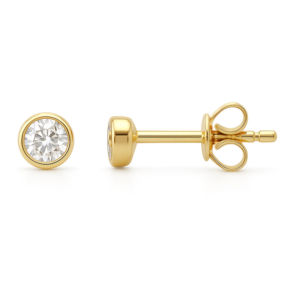 SPECIAL! .2ct G SI 14kt Yellow Gold Round Diamond Bezel Stud Solitaire Earrings