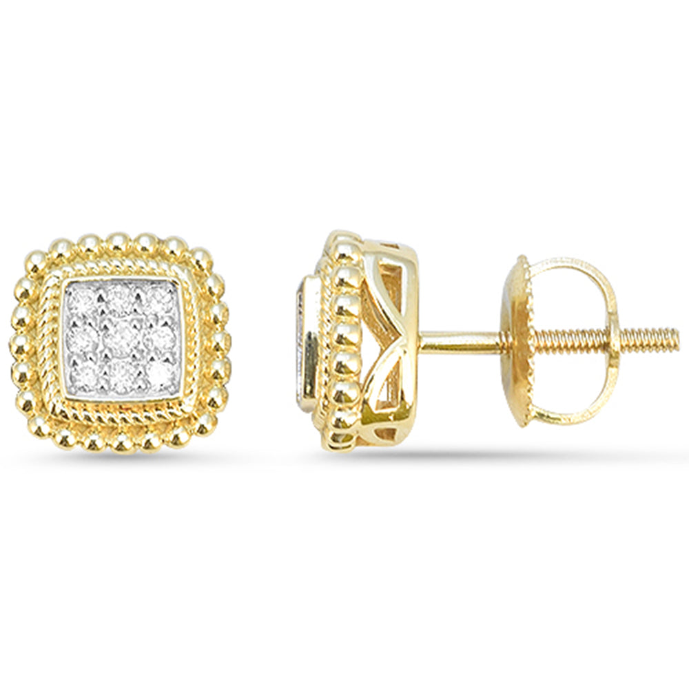 SPECIAL! .13ct G SI 14kt Yellow Gold Round Diamond Square Shape Beaded Halo Earrings
