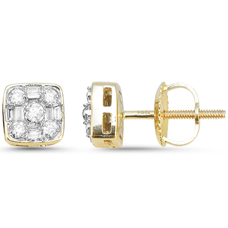 SPECIAL! .24ct G SI 14kt Yellow Gold Round Diamond Square Shape Stud Earrings