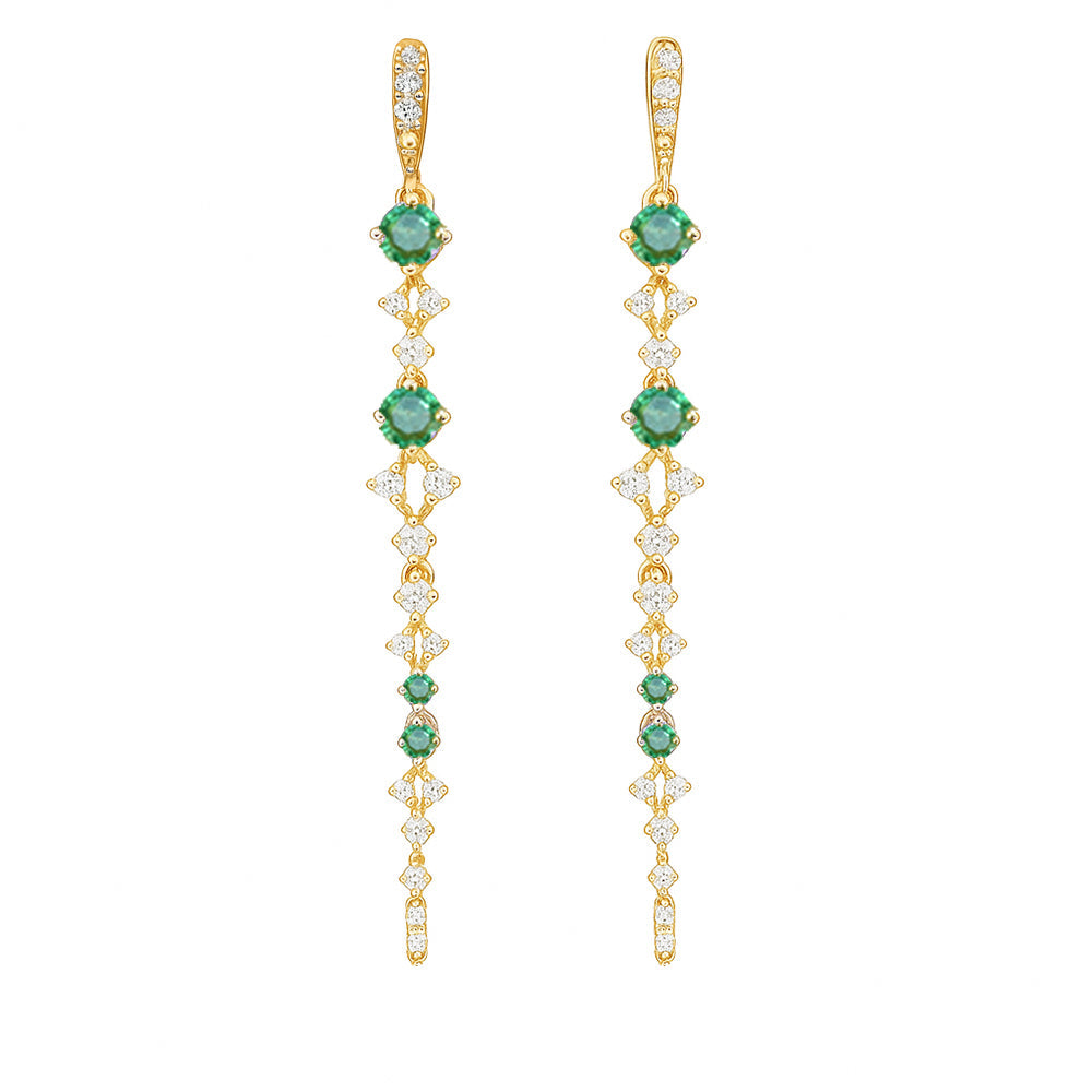 SPECIAL! .48ct G SI 14kt Yellow Gold Diamond & Emerald Gemstone Drop Earrings