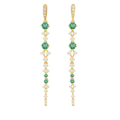 SPECIAL! .48ct G SI 14kt Yellow Gold Diamond & Emerald Gemstone Drop Earrings