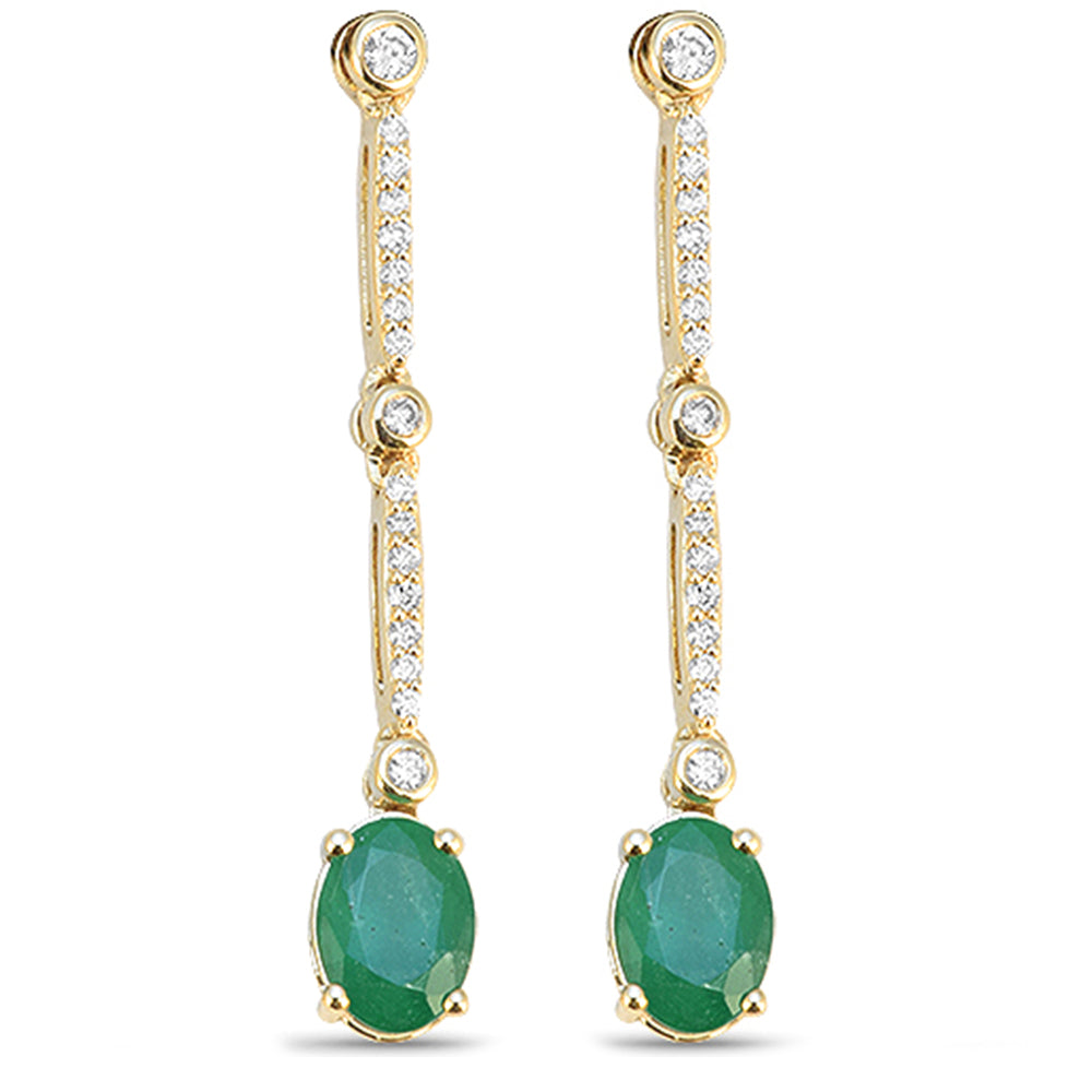 SPECIAL! 1.72ct G SI 14kt Yellow Gold Diamond & Emerald Gemstone Drop Earrings
