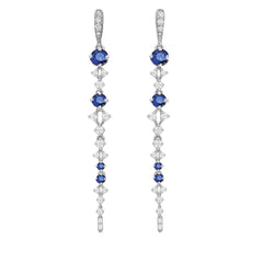 SPECIAL! .59ct G SI 14kt White Gold Diamond & Blue Sapphire Gemstone Drop Earrings