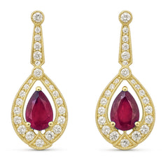 SPECIAL! 1.15ct G SI 14kt Yellow Gold Diamond & Ruby Gemstone Earrings