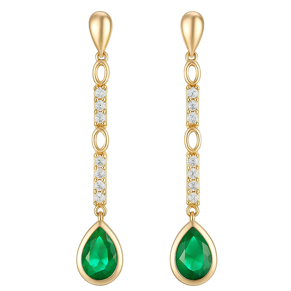 SPECIAL! .90ct G SI 14kt Yellow Gold Diamond & Emerald Gemstone Drop Earrings