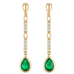 SPECIAL! .90ct G SI 14kt Yellow Gold Diamond & Emerald Gemstone Drop Earrings