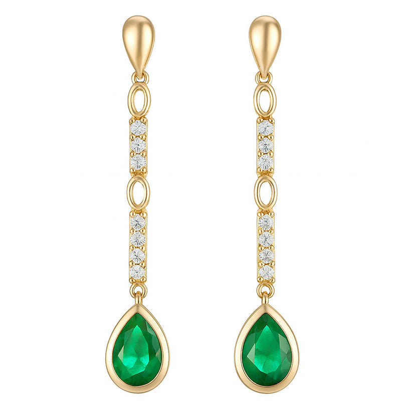 SPECIAL! .90ct G SI 14kt Yellow Gold Diamond & Emerald Gemstone Drop Earrings