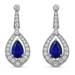 SPECIAL! 1.29ct G SI 14kt White Gold Diamond & Blue Sapphire Gemstone Earrings