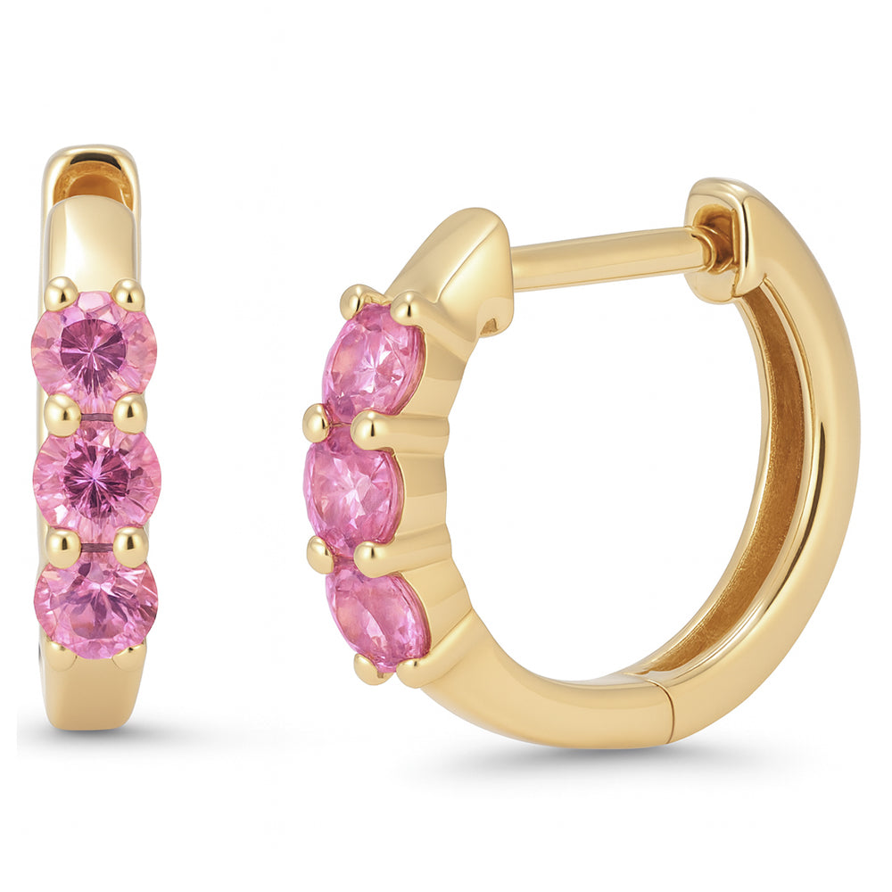SPECIAL! .50ct 14kt Yellow Gold Pink Sapphire Gemstone Hoop Earrings