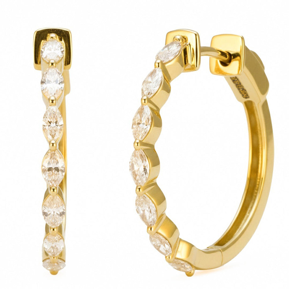 SPECIAL! .95ct G SI 14kt Yellow Gold Marquise Cut Diamond Hoop Earrings