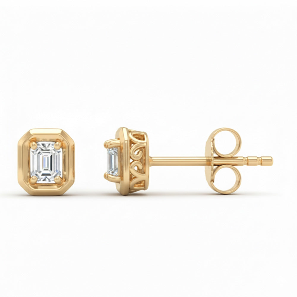 SPECIAL! .20ct G SI 14kt Yellow Gold Diamond Emerald Cut Stud Earrings