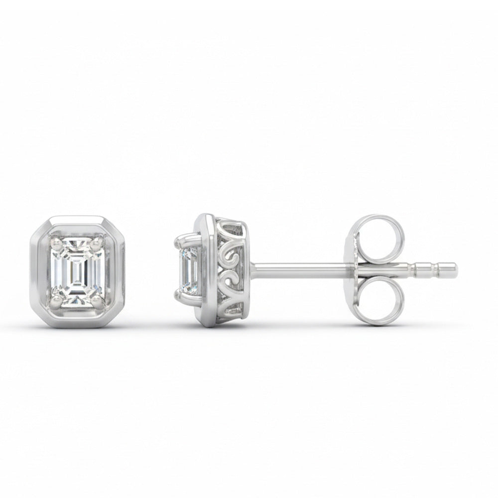 SPECIAL! .20ct G SI 14kt White Gold Emerald Cut Diamond Stud Earrings