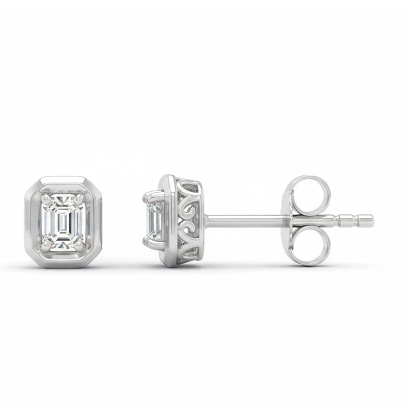 SPECIAL! .20ct G SI 14kt White Gold Emerald Cut Diamond Stud Earrings