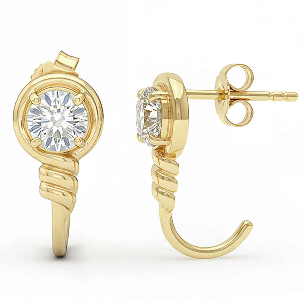 SPECIAL! 1.01ct G SI 14kt Yellow Gold Diamond J Hoop Stud Earrings