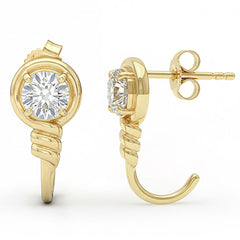 SPECIAL! 1.01ct G SI 14kt Yellow Gold Diamond J Hoop Stud Earrings
