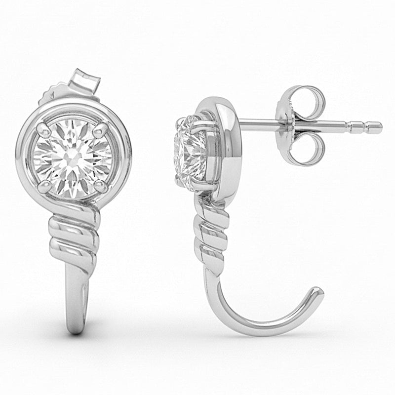 SPECIAL! .98ct G SI 14kt White Gold Diamond J Hoop Stud Earrings
