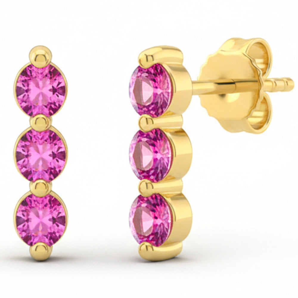 .33ct G SI 14kt Yellow Gold Pink Sapphire Gemstone Earrings