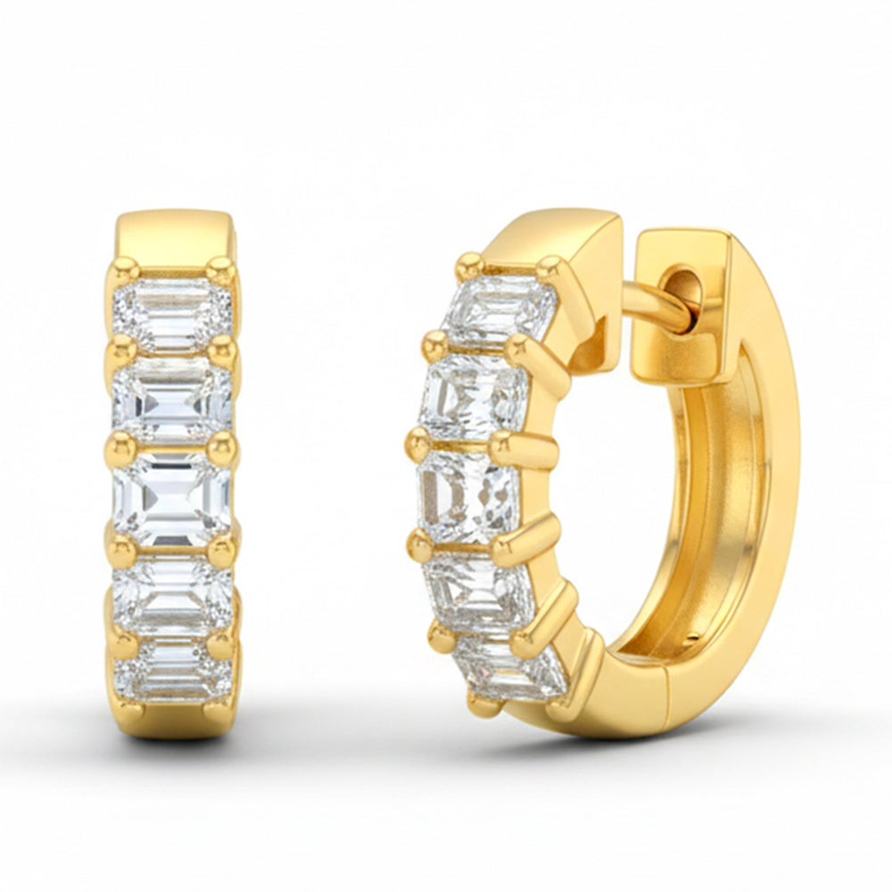 SPECIAL! 1.75ct G SI 14kt Yellow Gold Emerald Cut Diamond Hoop Earrings