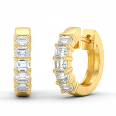 SPECIAL! 1.75ct G SI 14kt Yellow Gold Emerald Cut Diamond Hoop Earrings