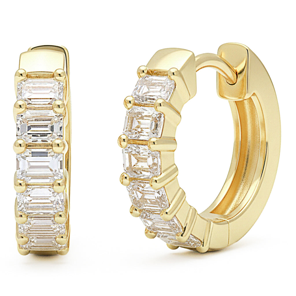 SPECIAL! 1.96ct G SI 14kt Yellow Gold Emerald Cut Diamond Hoop Earrings